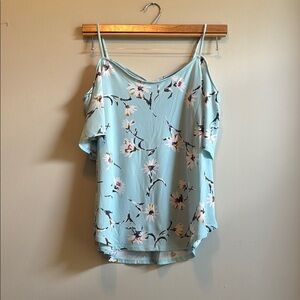 Kaileigh Blue Asymmetrical Flutter Sleeve Blouse